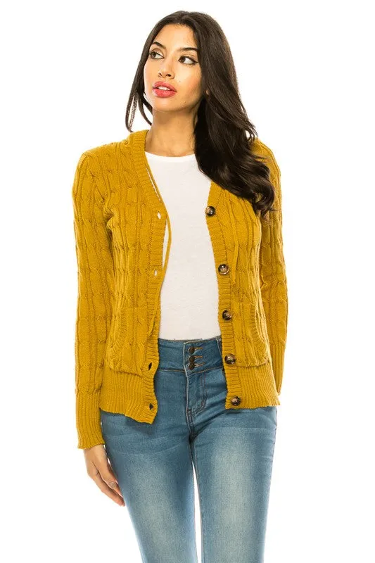 Cable Knit Hooded Cardigan