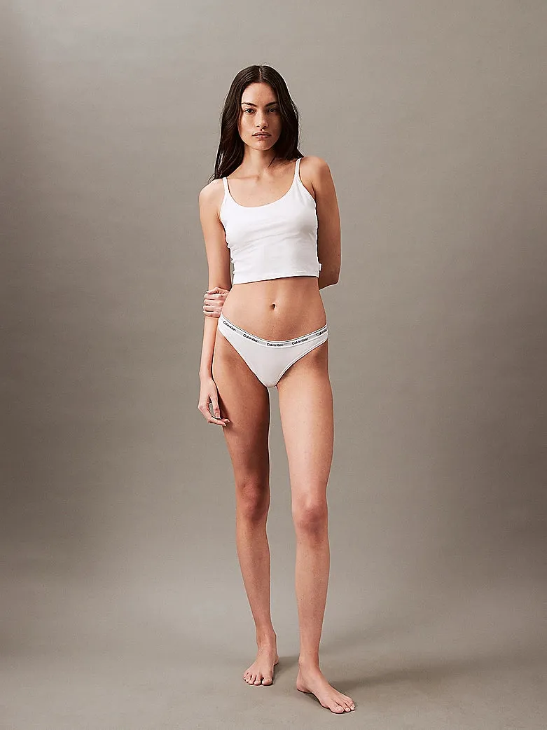 Calvin Klein MODERN LOGO Womens Thong Classic White