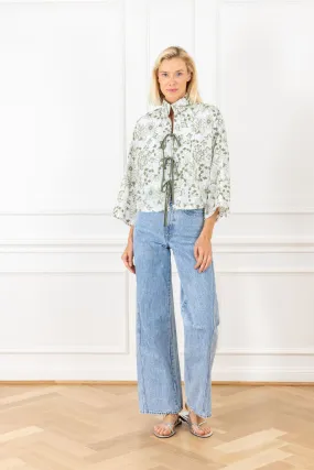 Cedar Green Embroidered Cropped Jacket