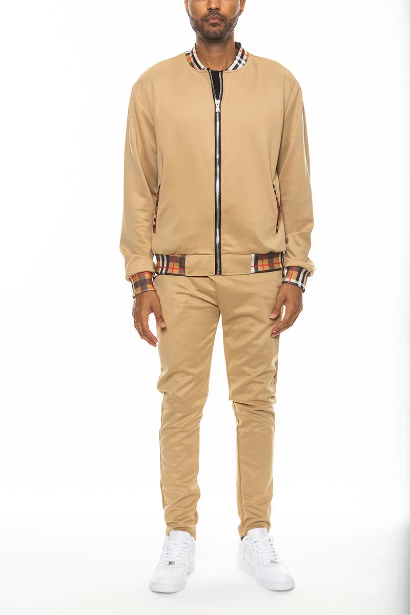 Checkered Detail Track Jacket Set | BespokeBrothers®