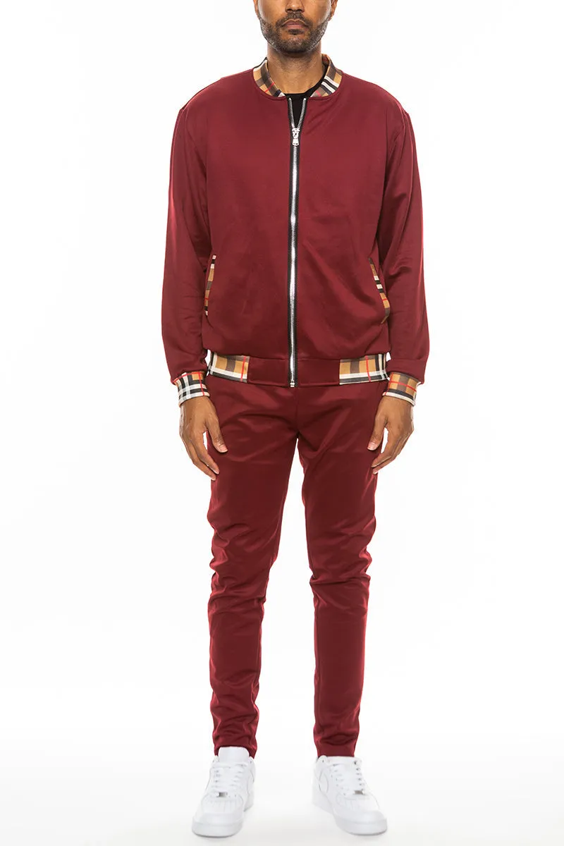 Checkered Detail Track Jacket Set | BespokeBrothers®