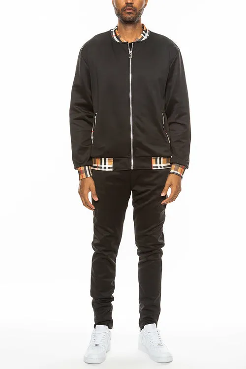 Checkered Detail Track Jacket Set | BespokeBrothers®