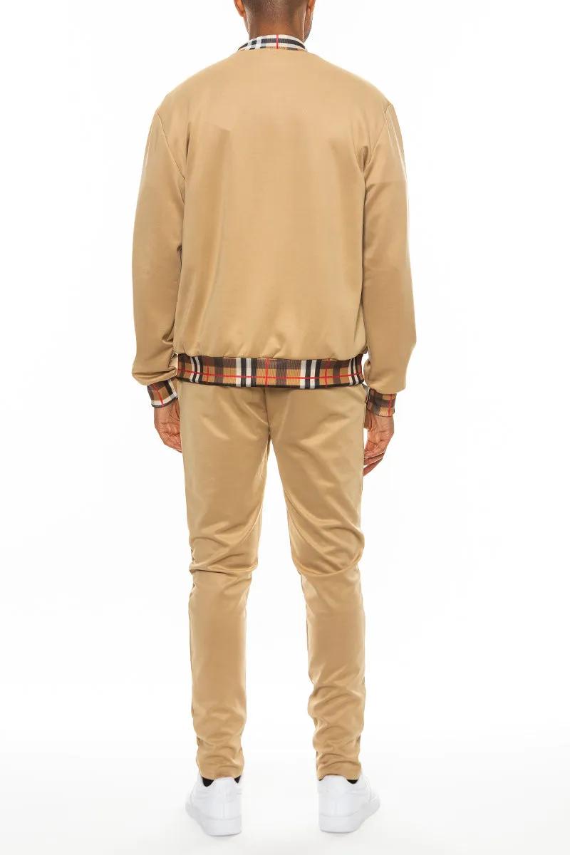 Checkered Detail Track Jacket Set | BespokeBrothers®
