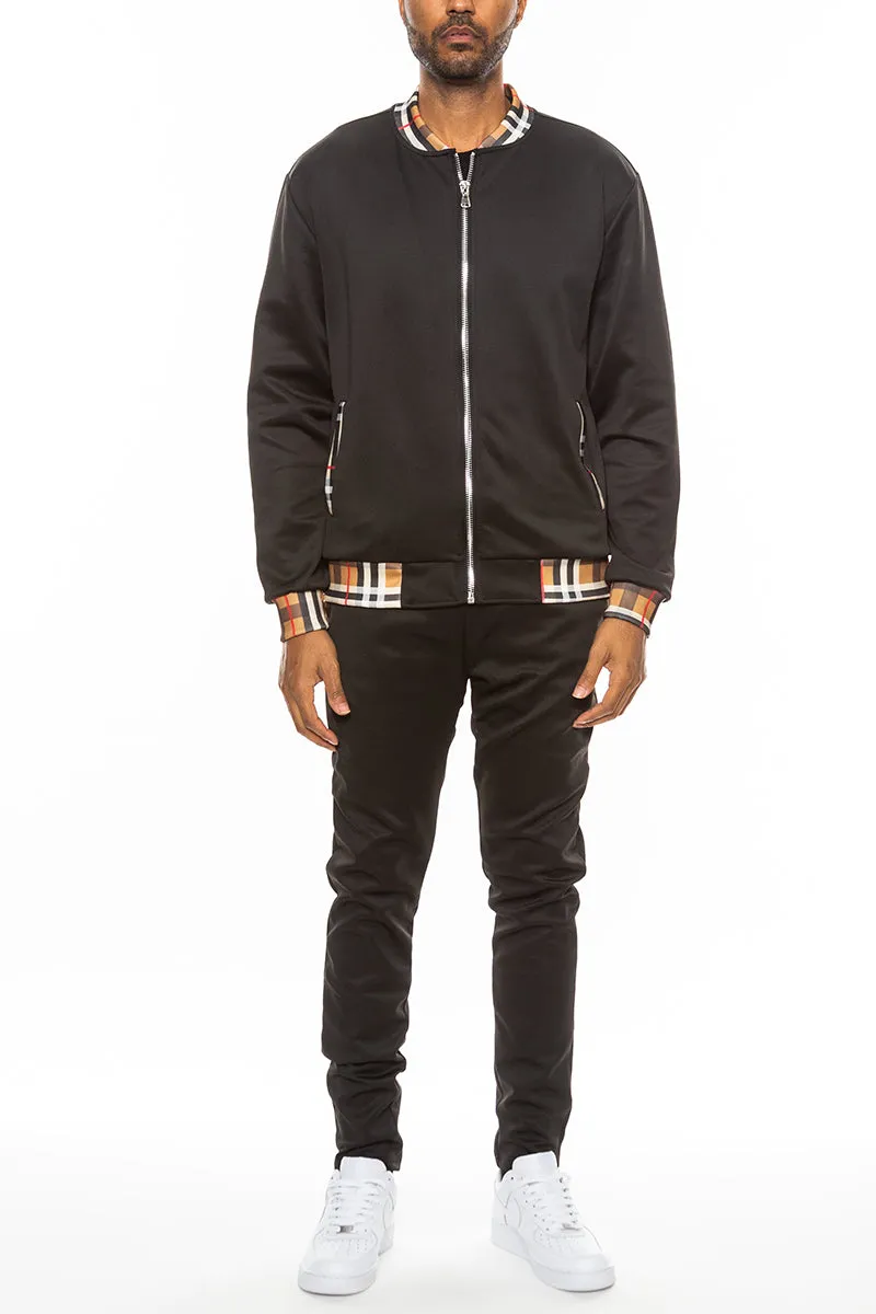 Checkered Detail Track Jacket Set | BespokeBrothers®