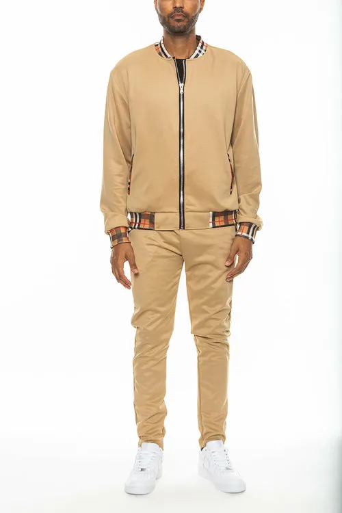 Checkered Detail Track Jacket Set | BespokeBrothers®