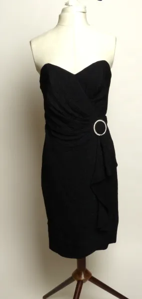 Circa 1970s BB Collections Black Dress with Rhinestone Buckle