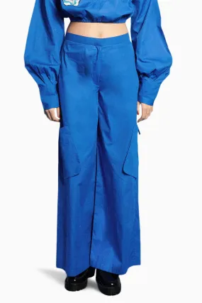 Cobalt Blue Poplin Cargo Pants