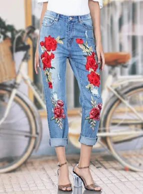 Colorful 3D Embroidery Jeans