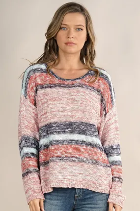 Cozy Striped Crew Neck Pullover Sweater