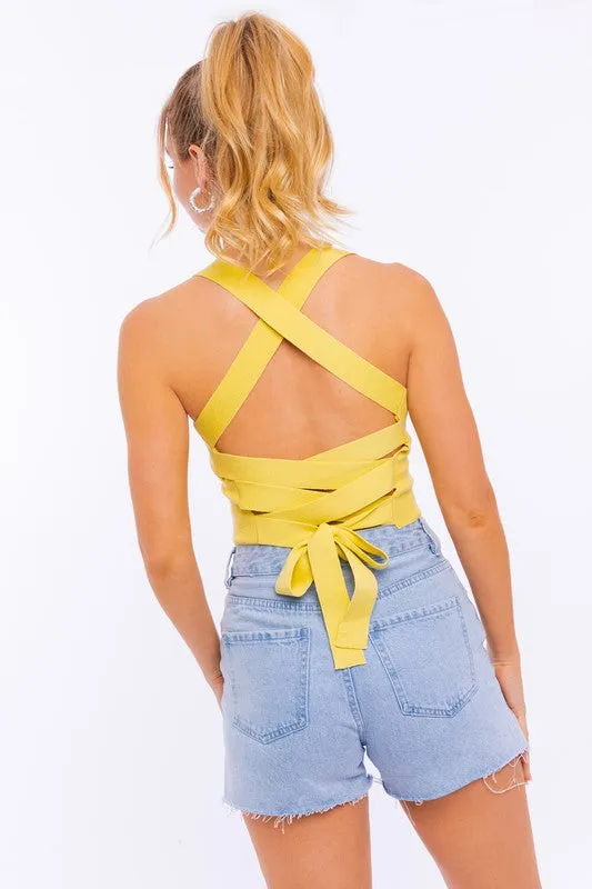Criss Cross Back Knit Tank Top