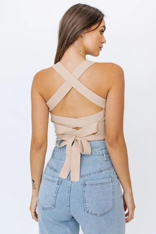 Criss Cross Back Knit Tank Top