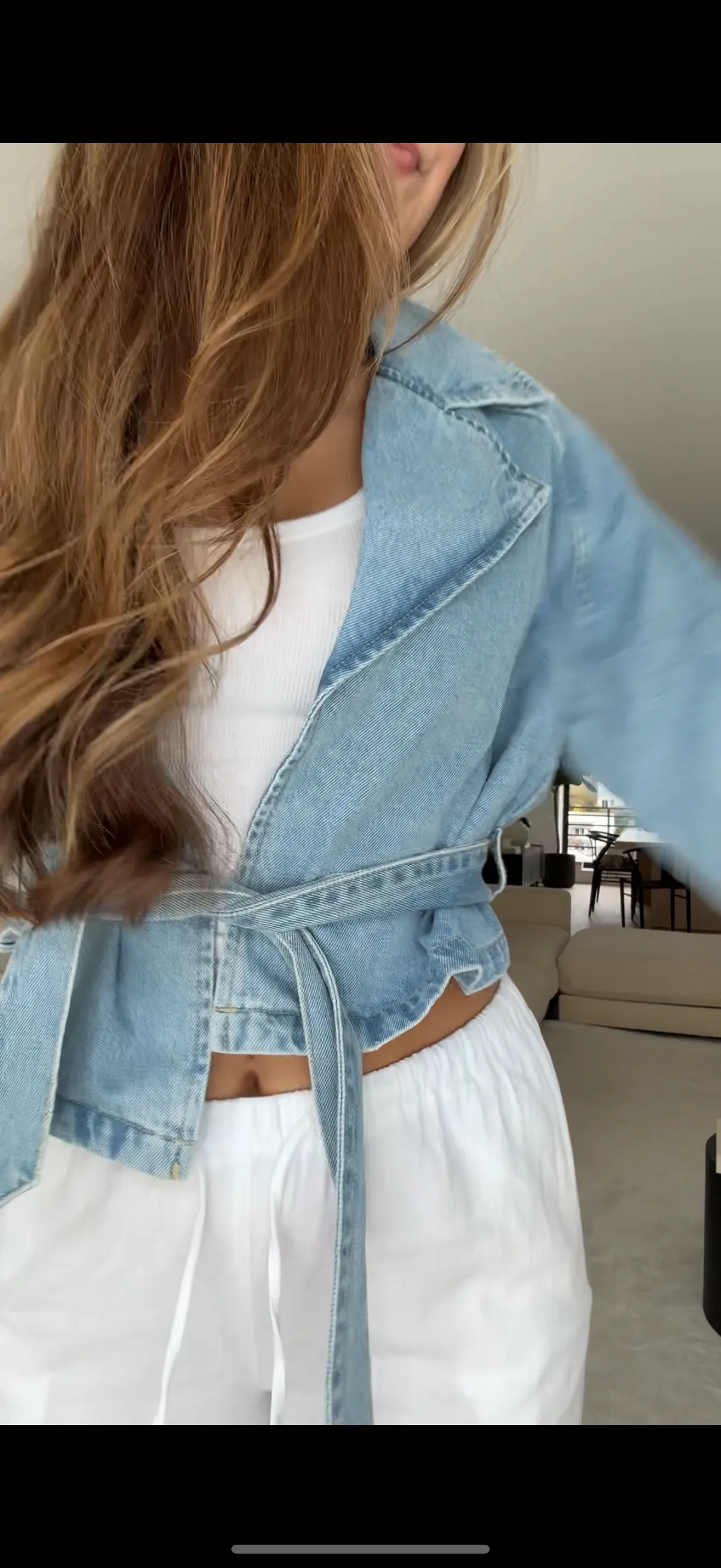 CROPPED DENIM TRENCH