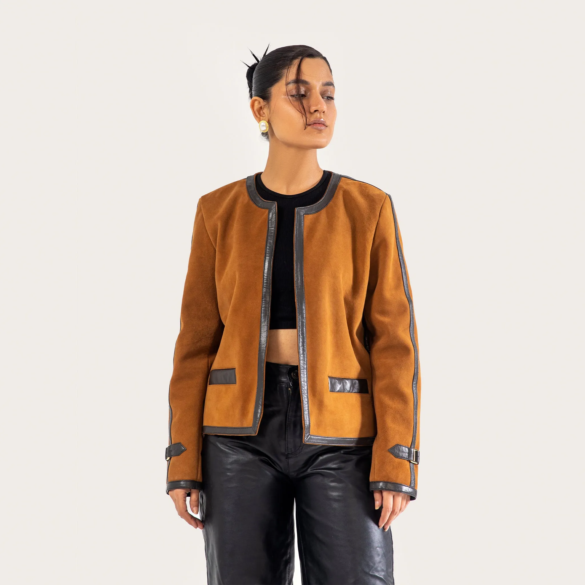 CROPPED SUEDE LEATHER JACKET
