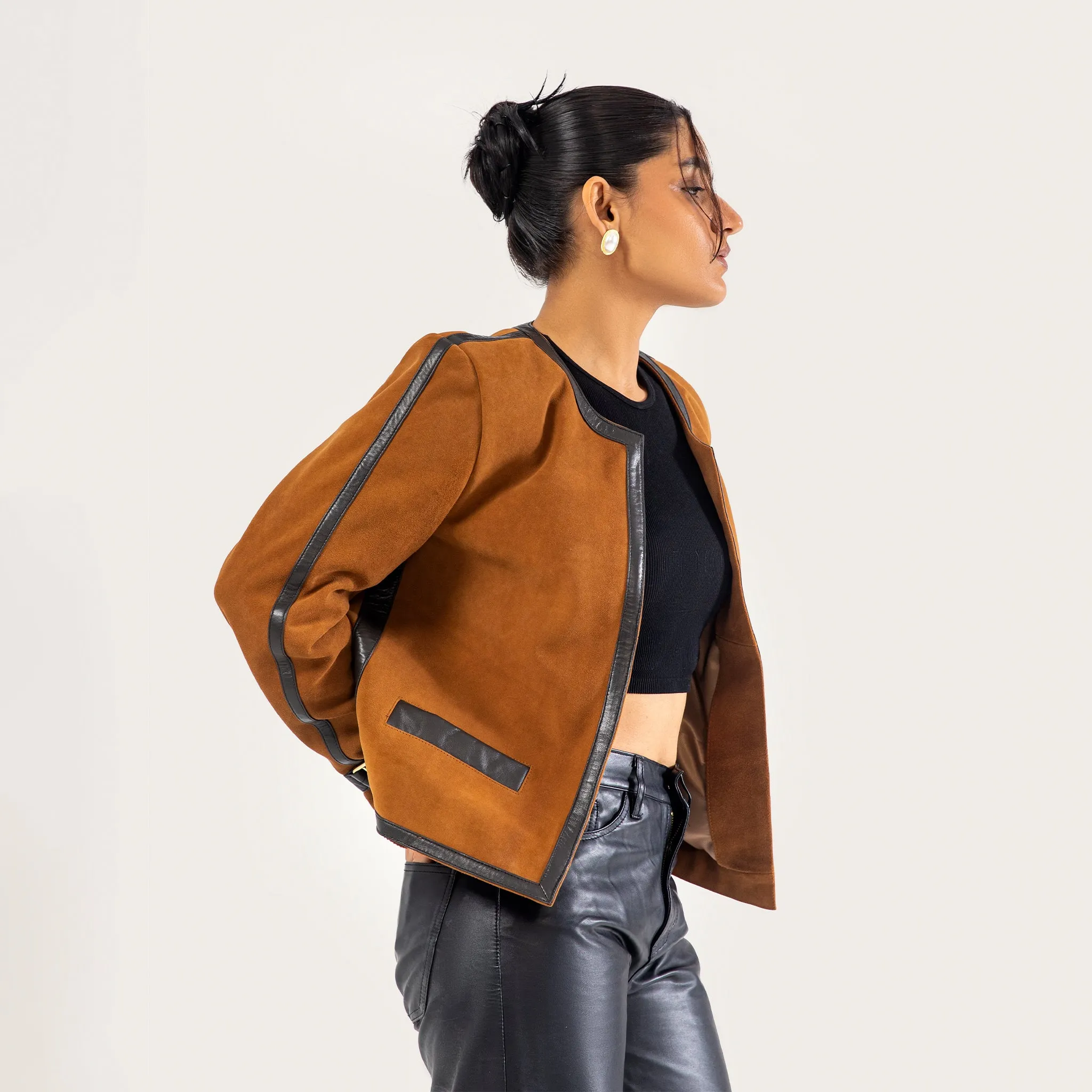 CROPPED SUEDE LEATHER JACKET