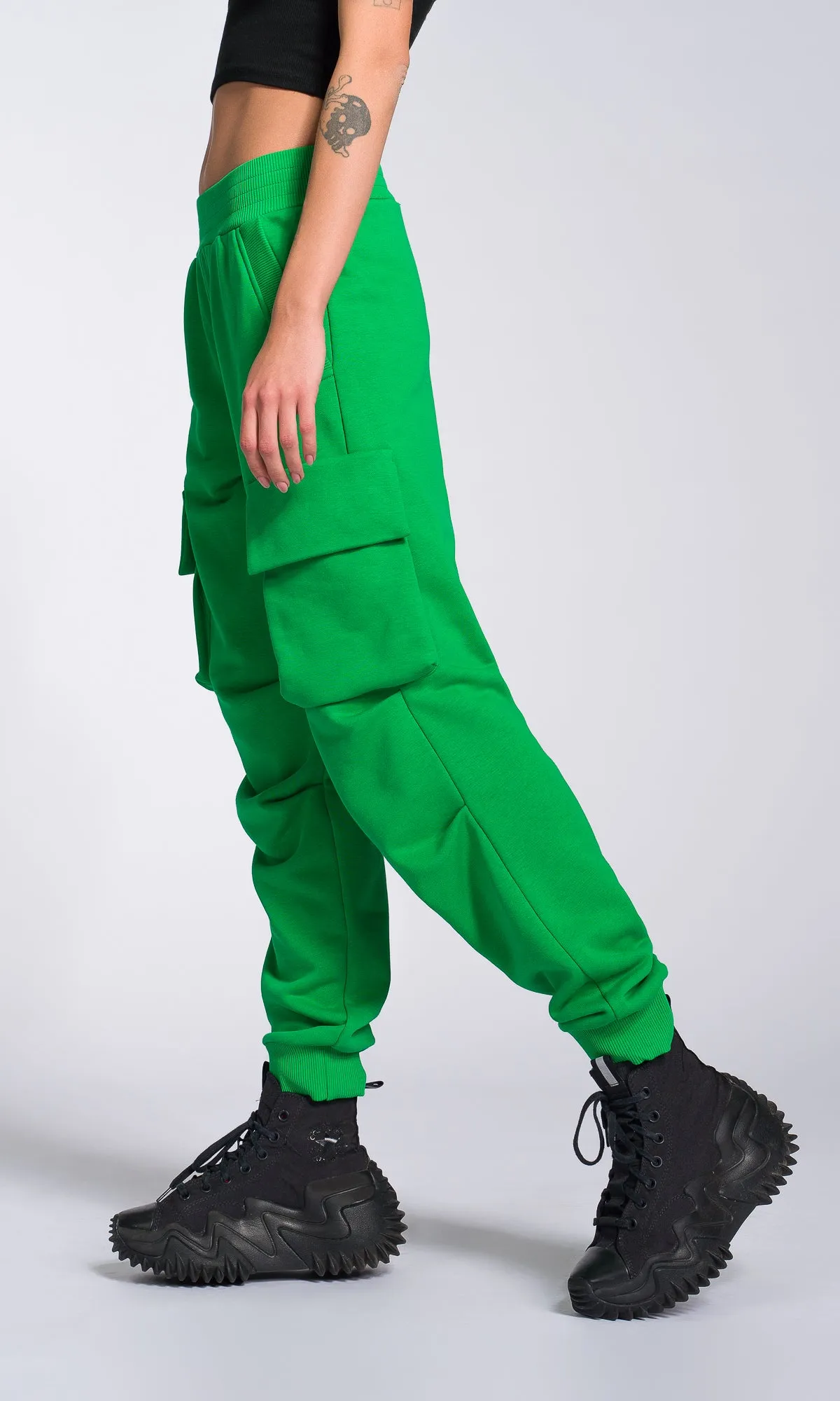 Cuffed Joggers with Gathered Seams