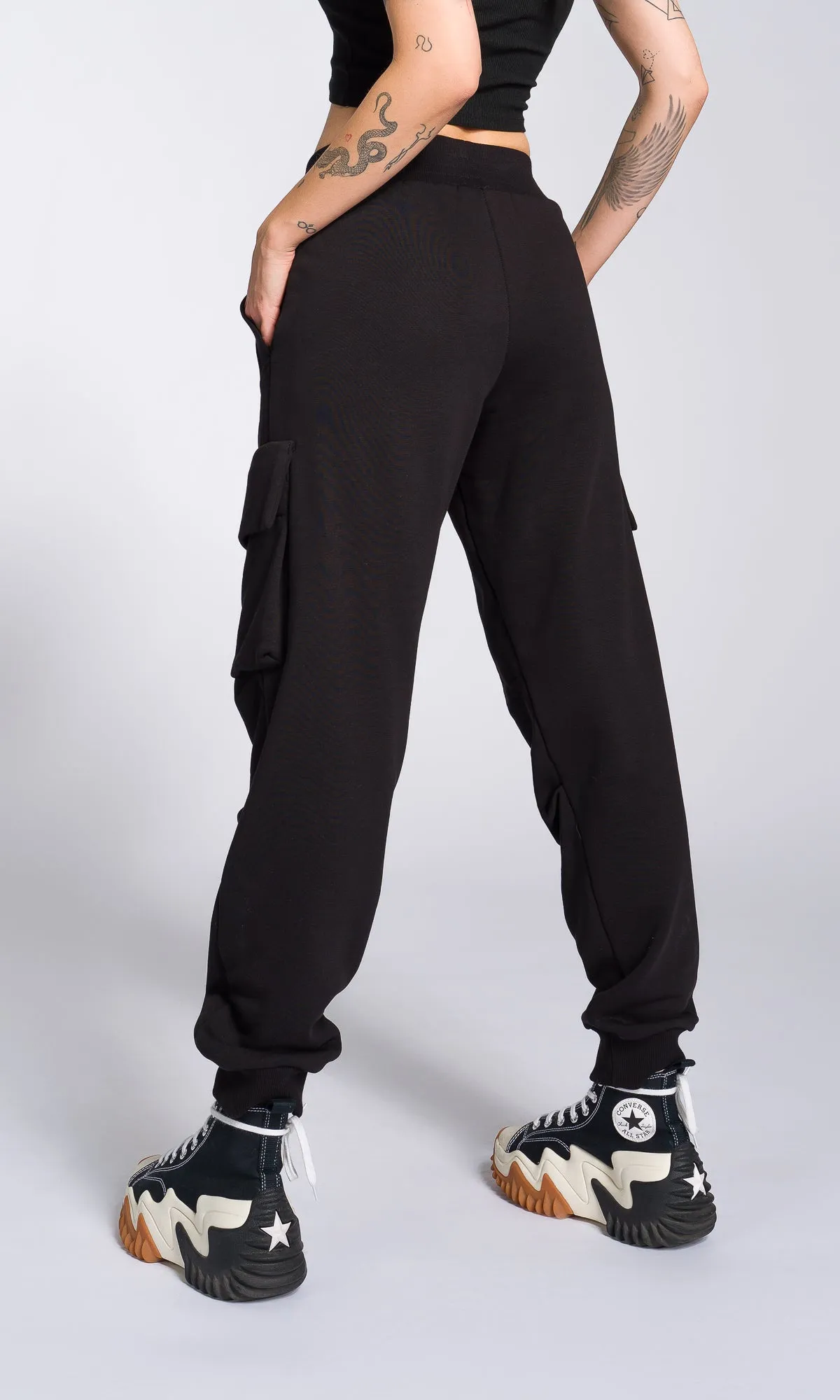 Cuffed Joggers with Gathered Seams