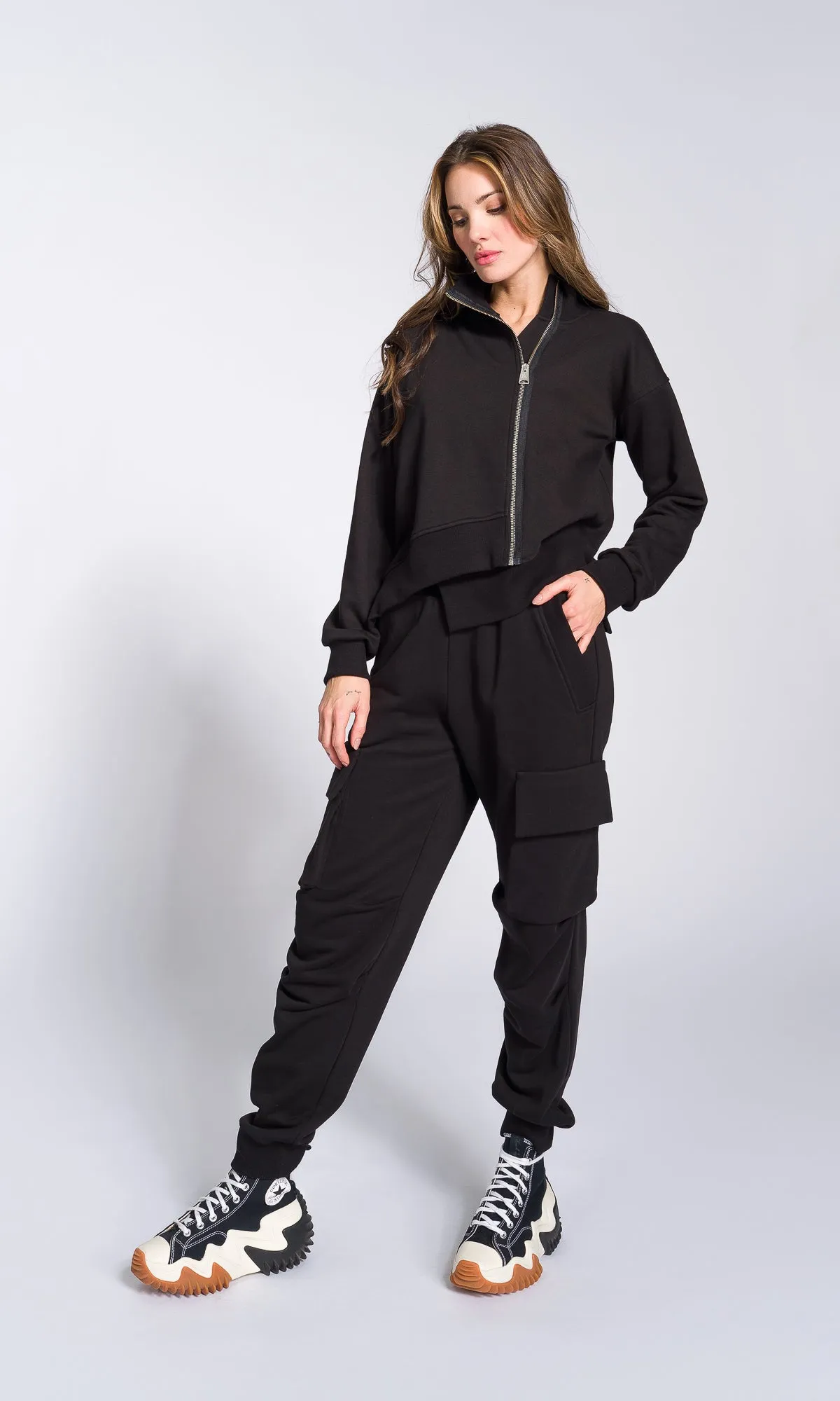 Cuffed Joggers with Gathered Seams