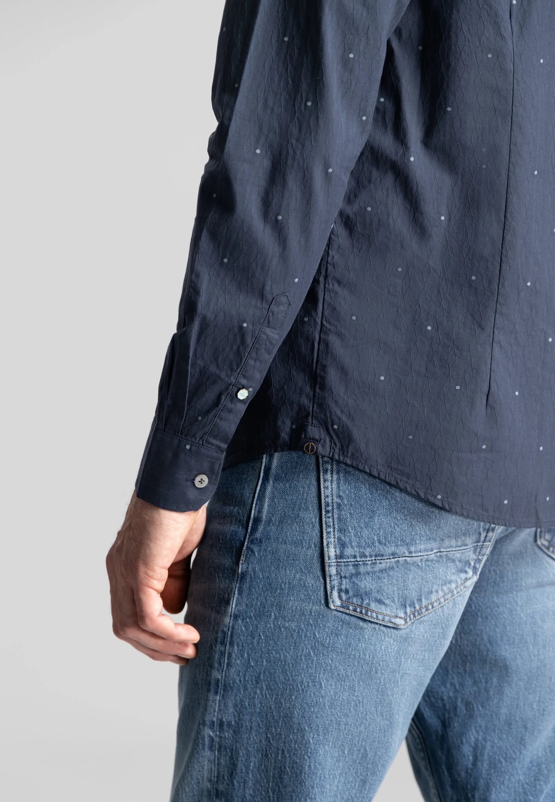 Detailed Cotton Shirt: Blue Nights
