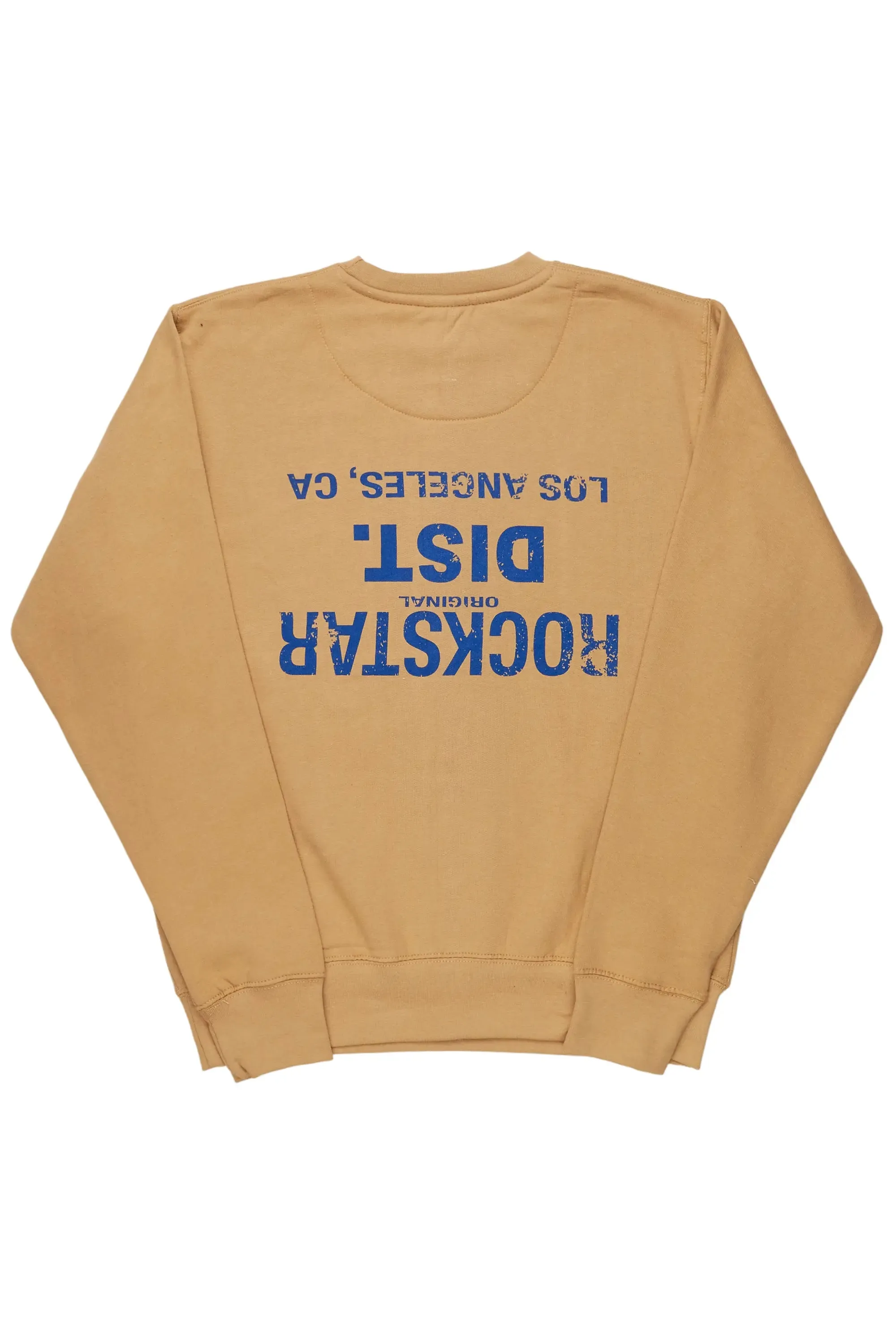 Dist. Town Beige/Blue Graphic Crewneck