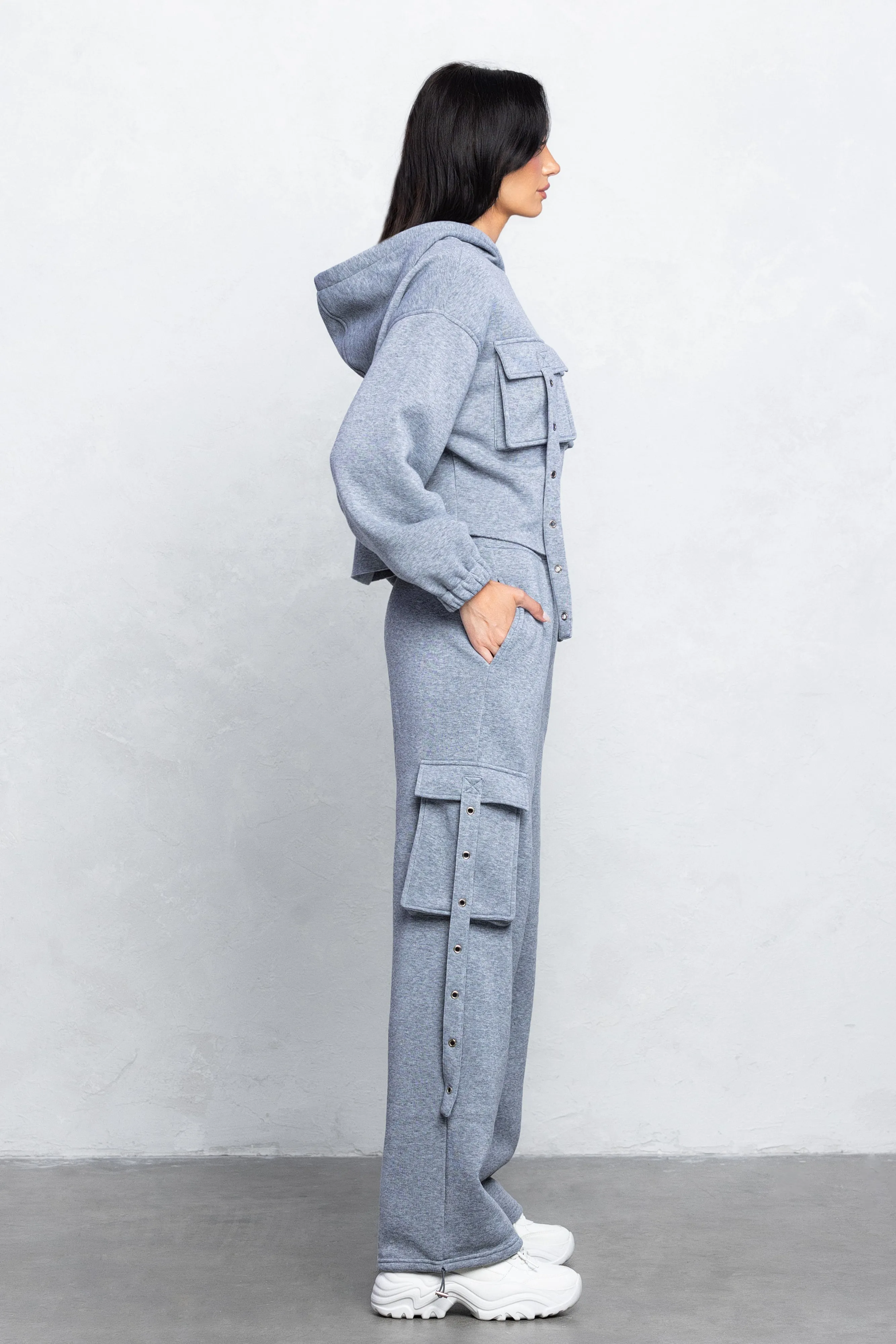 DIXIE CARGO FLEECE PANTS SET - H GREY
