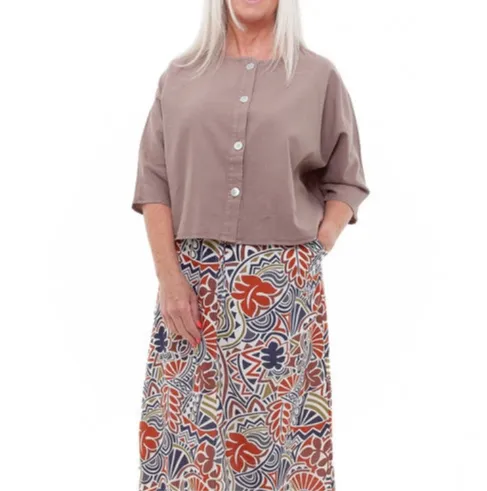 DREAMS BUTTON FRONT LINEN CROP JACKET