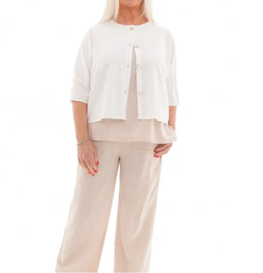 DREAMS BUTTON FRONT LINEN CROP JACKET