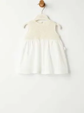 dress knit pointelle top with bloomer - cream-109