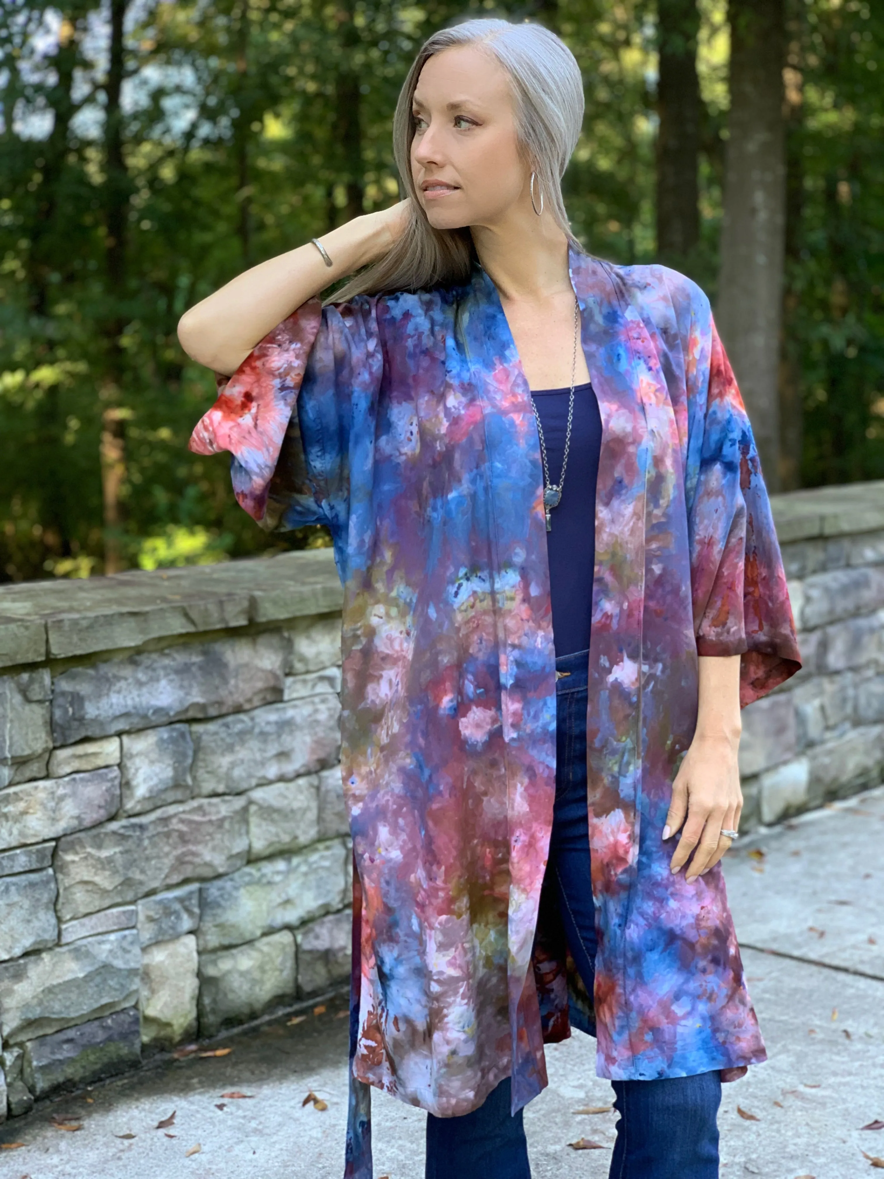 Earthy rainbow kimono robe