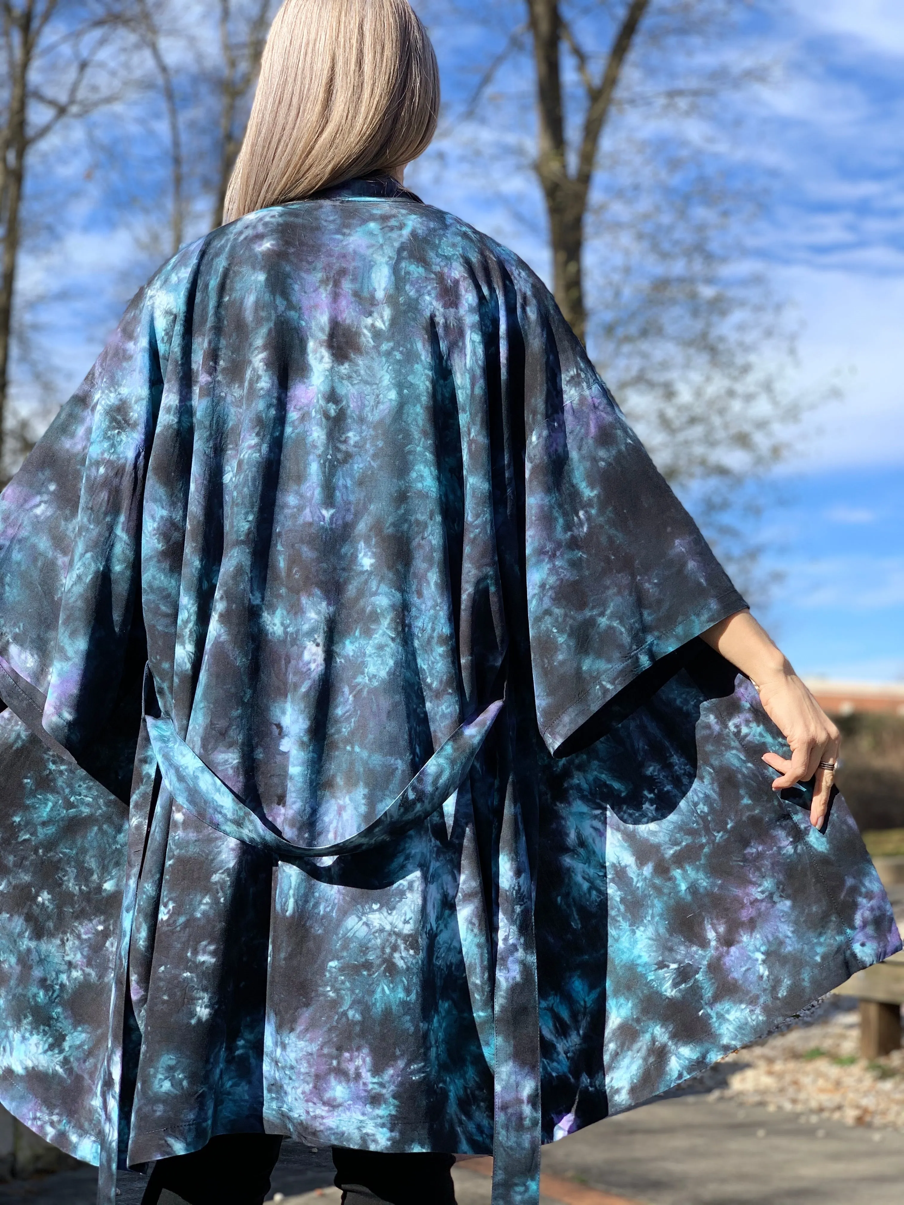 Earthy rainbow kimono robe