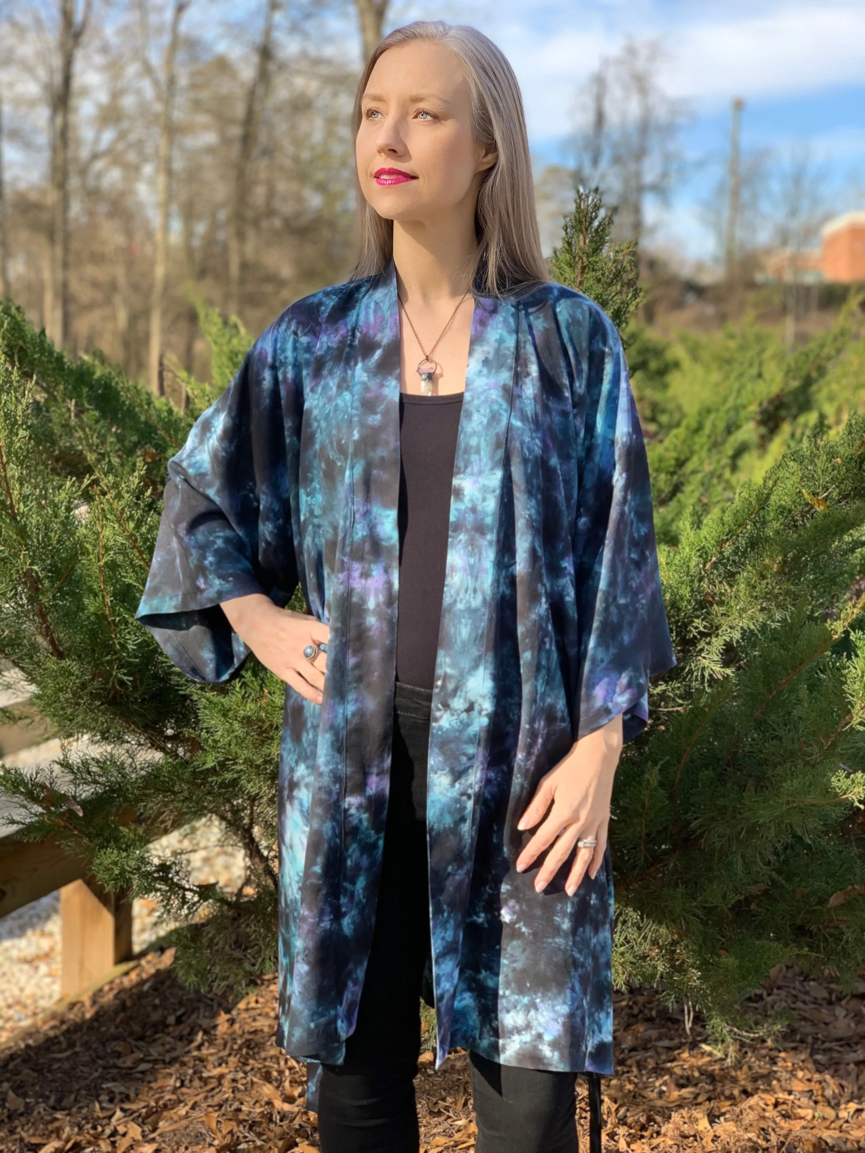 Earthy rainbow kimono robe