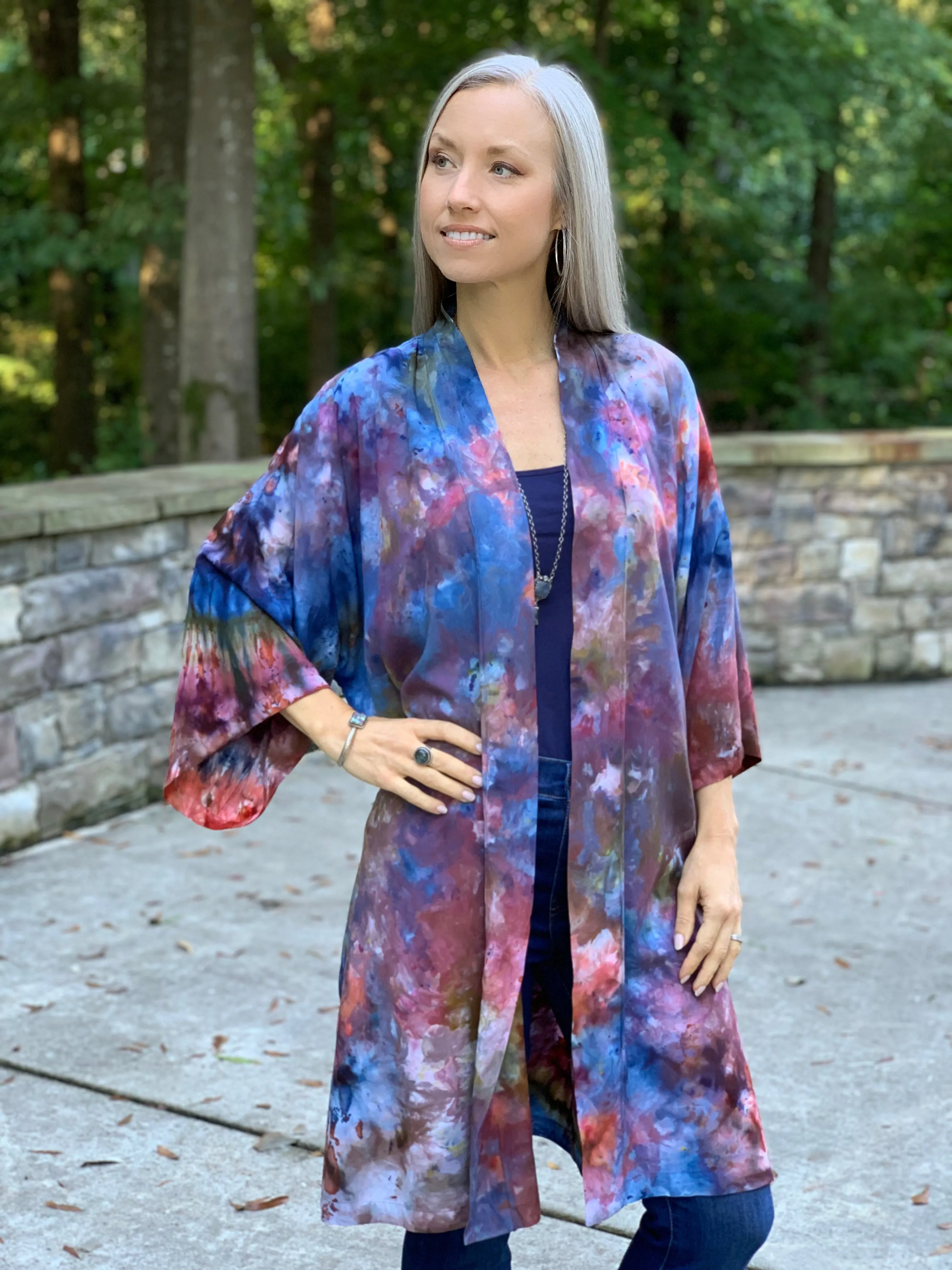 Earthy rainbow kimono robe