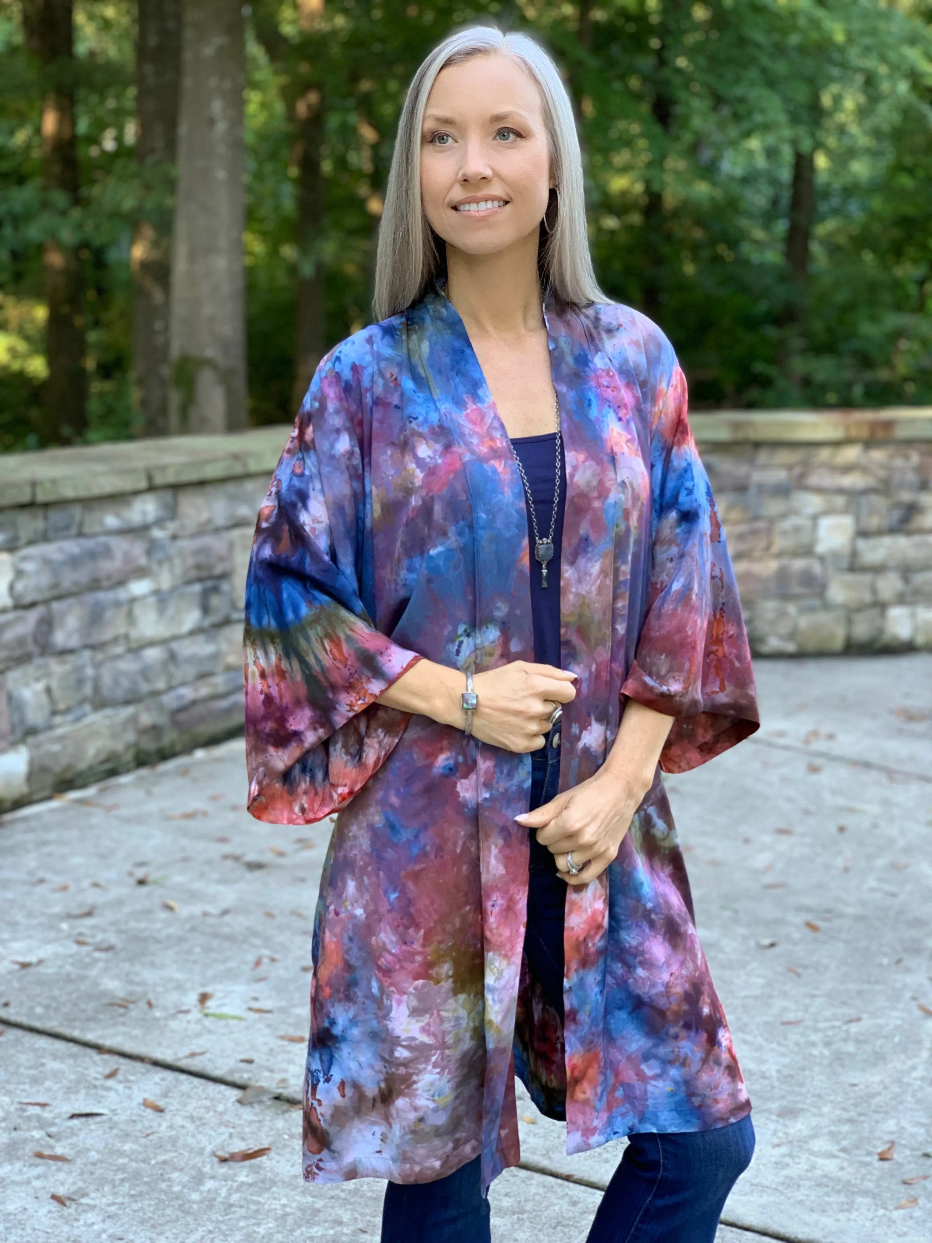 Earthy rainbow kimono robe