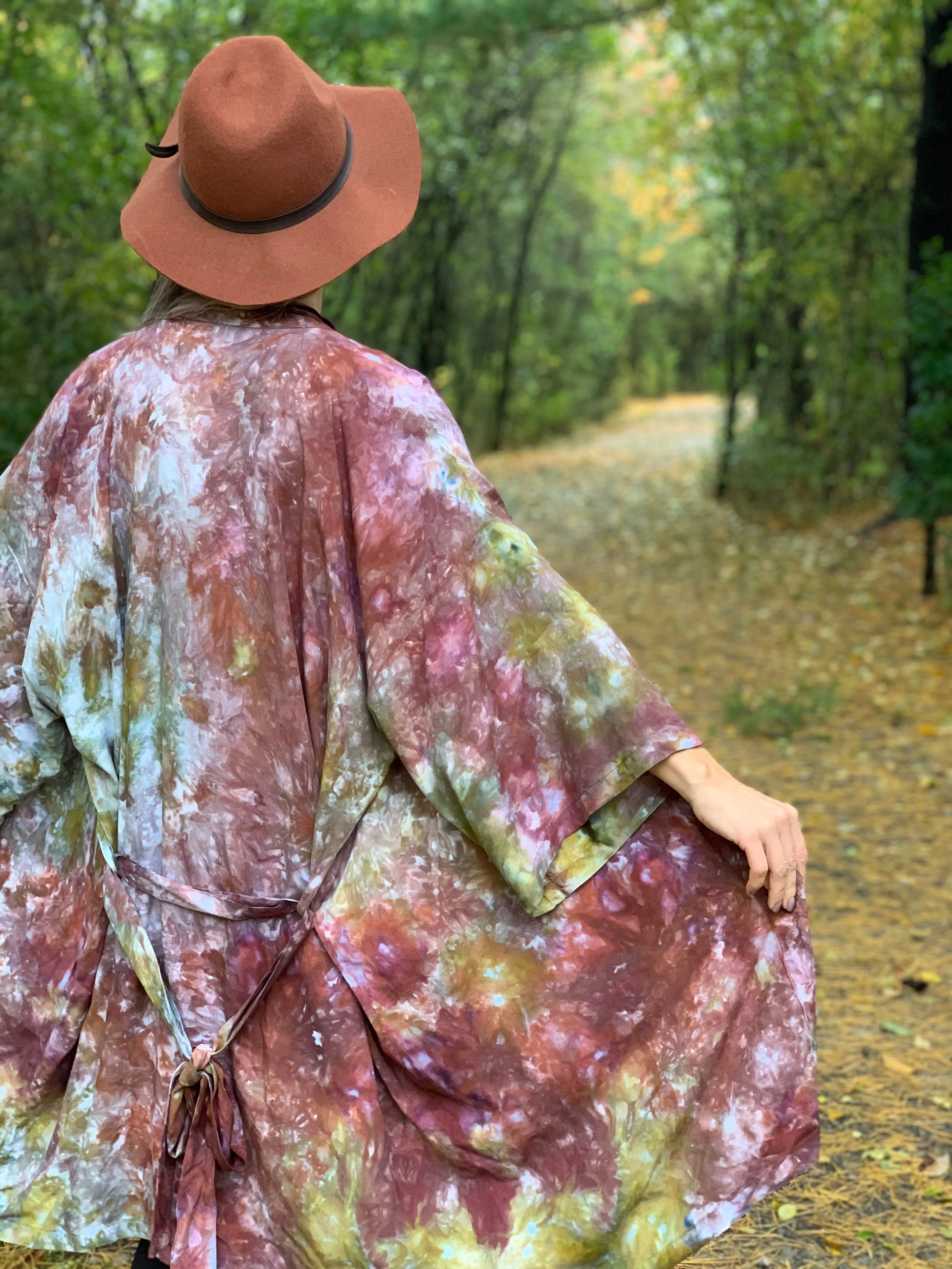 Earthy rainbow kimono robe