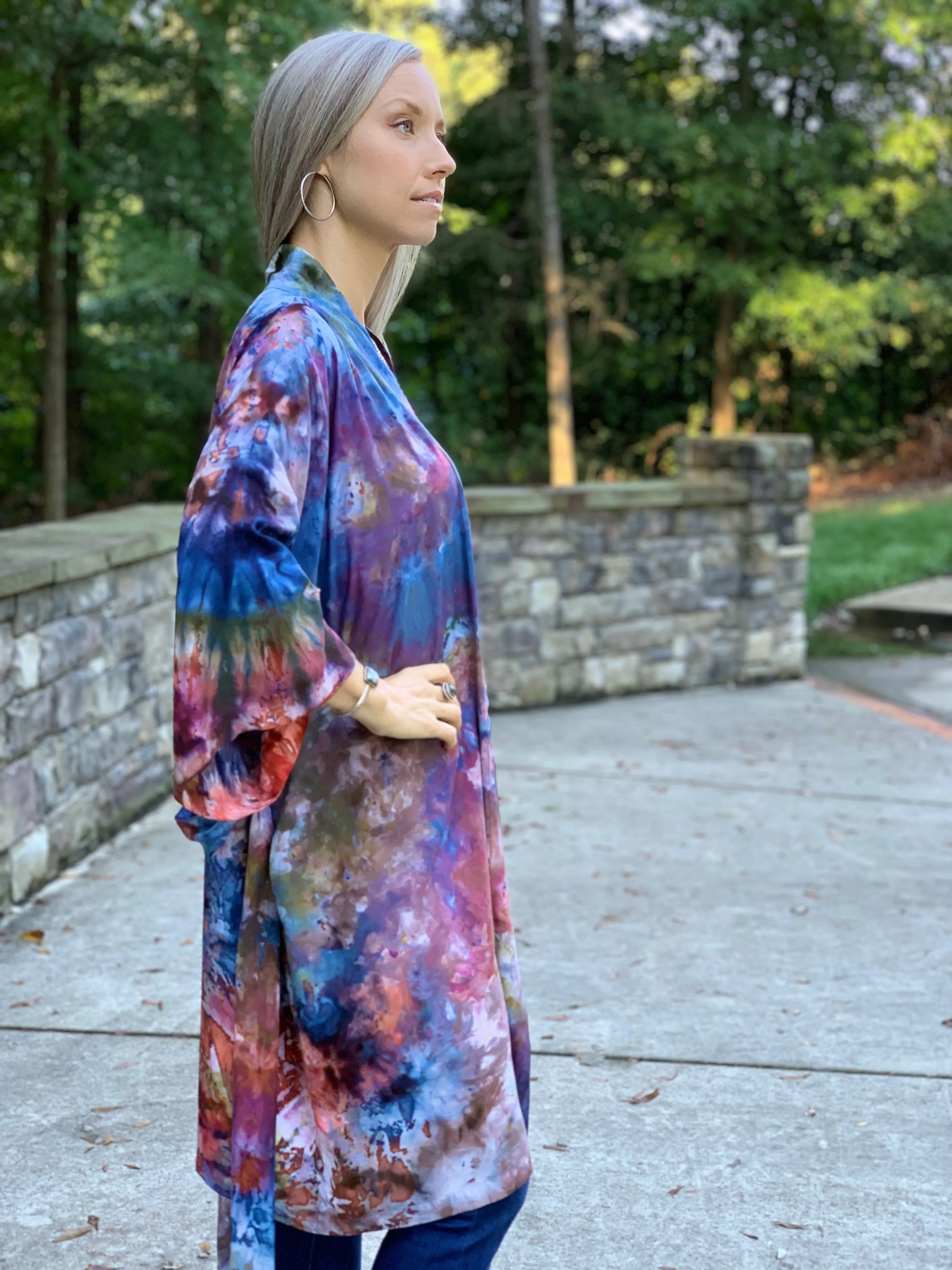 Earthy rainbow kimono robe