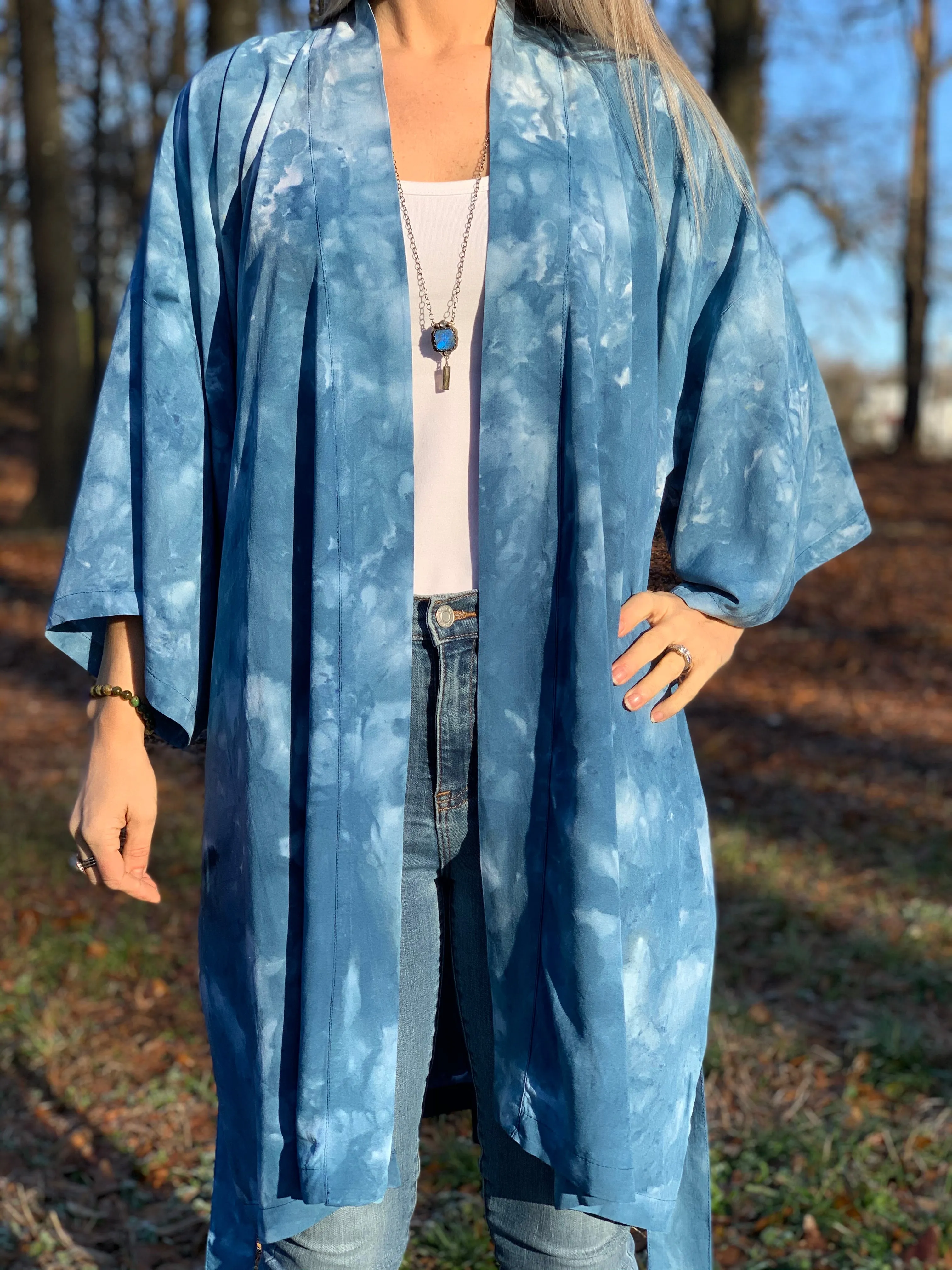Earthy rainbow kimono robe