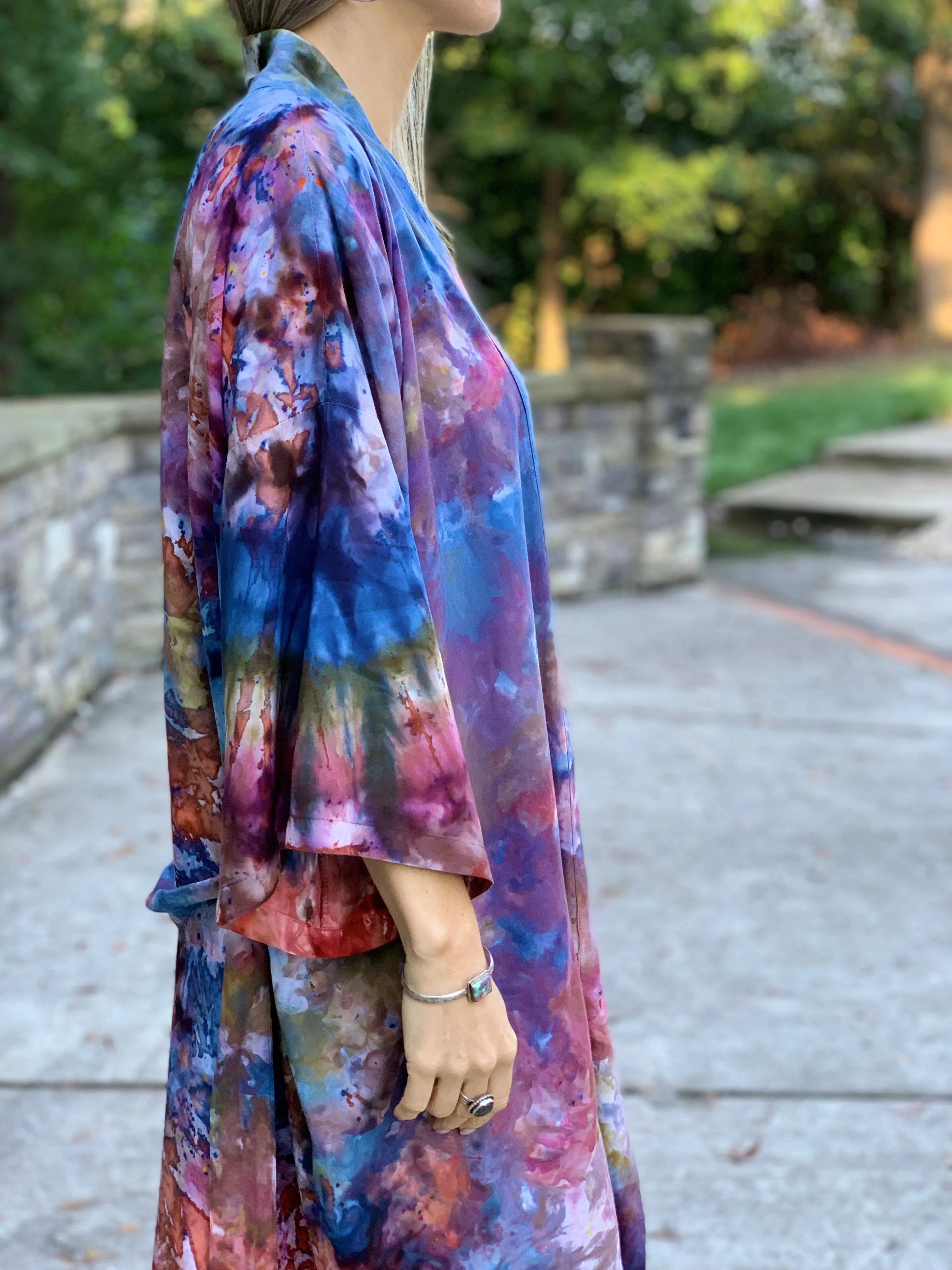Earthy rainbow kimono robe