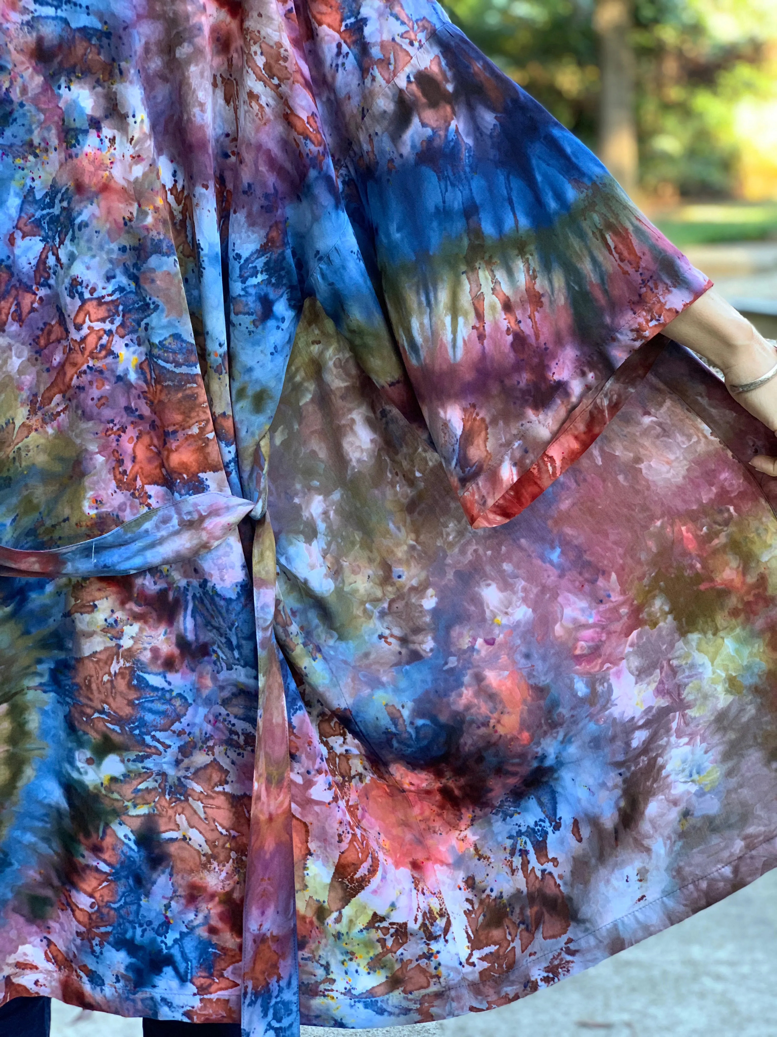 Earthy rainbow kimono robe