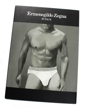 Ermenegildo Zegna Underwear White Stretch Cotton Midi Brief 2 Pack L SALE