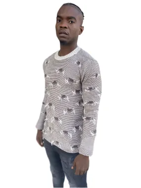 [Ervin] Coffee Distressed Look Lightweight Knitted Crew Neck