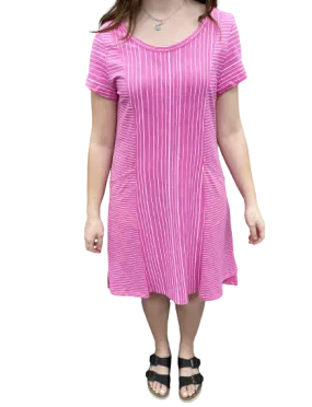 Escape by Habitat Striped Knit Dress w/ Pockets E81840 Flamingo - 1 ONLY SIZE X-SMALL - 20% OFF