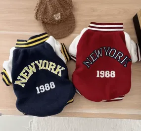 Fashion Winter Pet Baseball Jacket – Stylish Contrasting Coat for Small Dogs & Puppies – Teddy Bear Design, Warm and Cozy Dog Clothes Suit