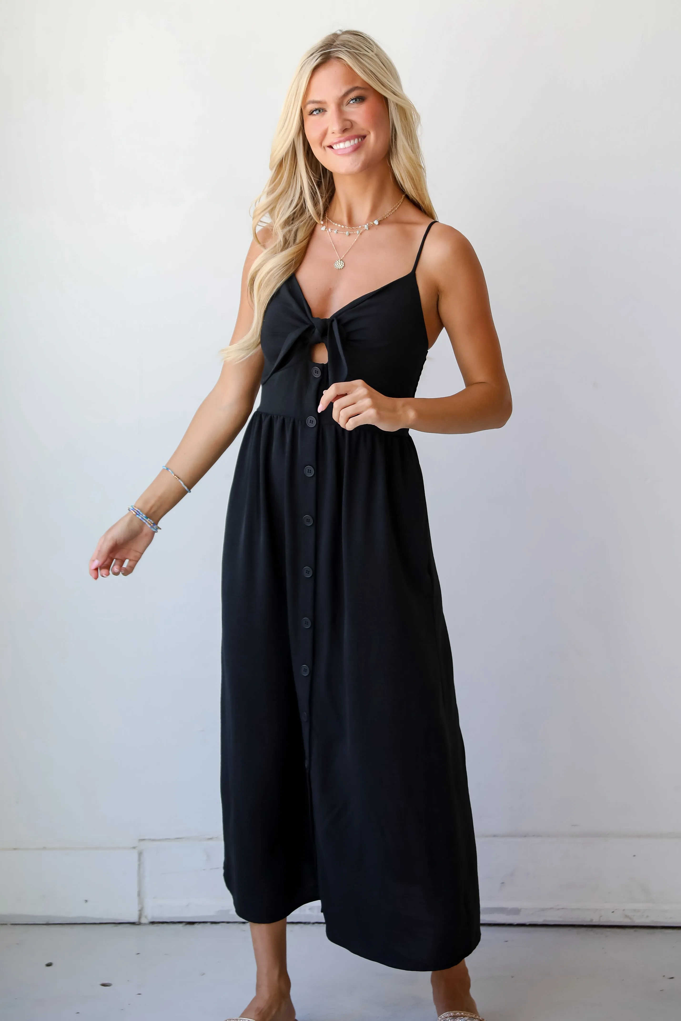 FINAL SALE - Epitome Of Allure Tie-Front Midi Dress