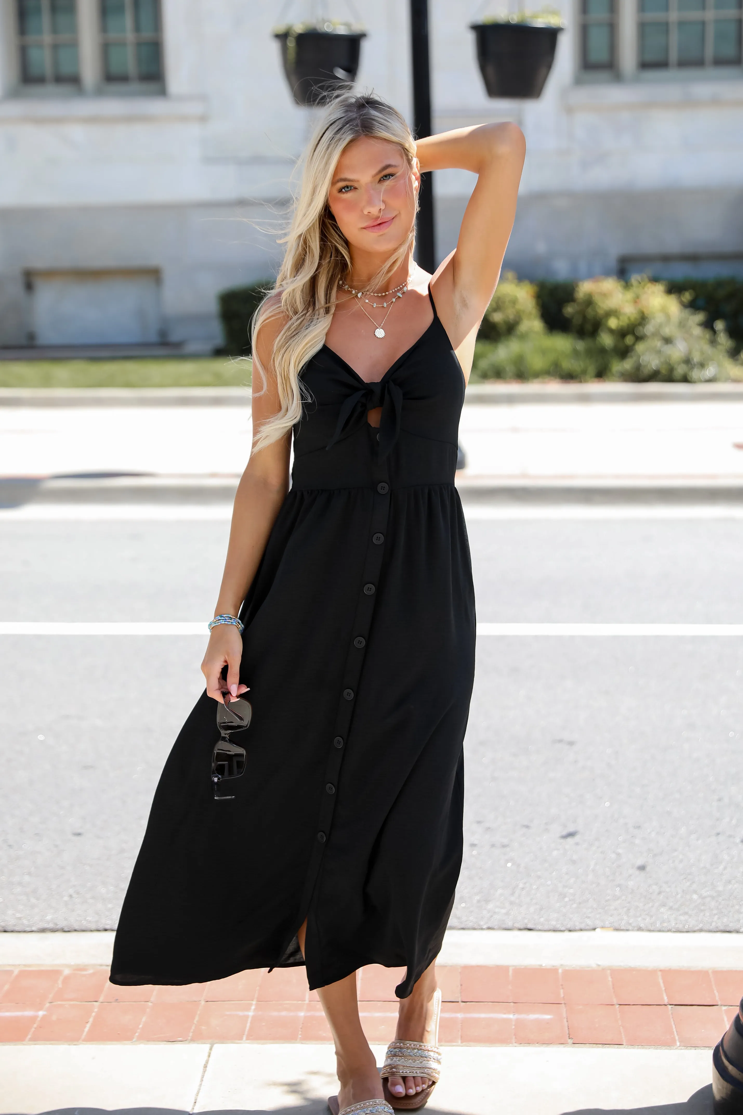 FINAL SALE - Epitome Of Allure Tie-Front Midi Dress