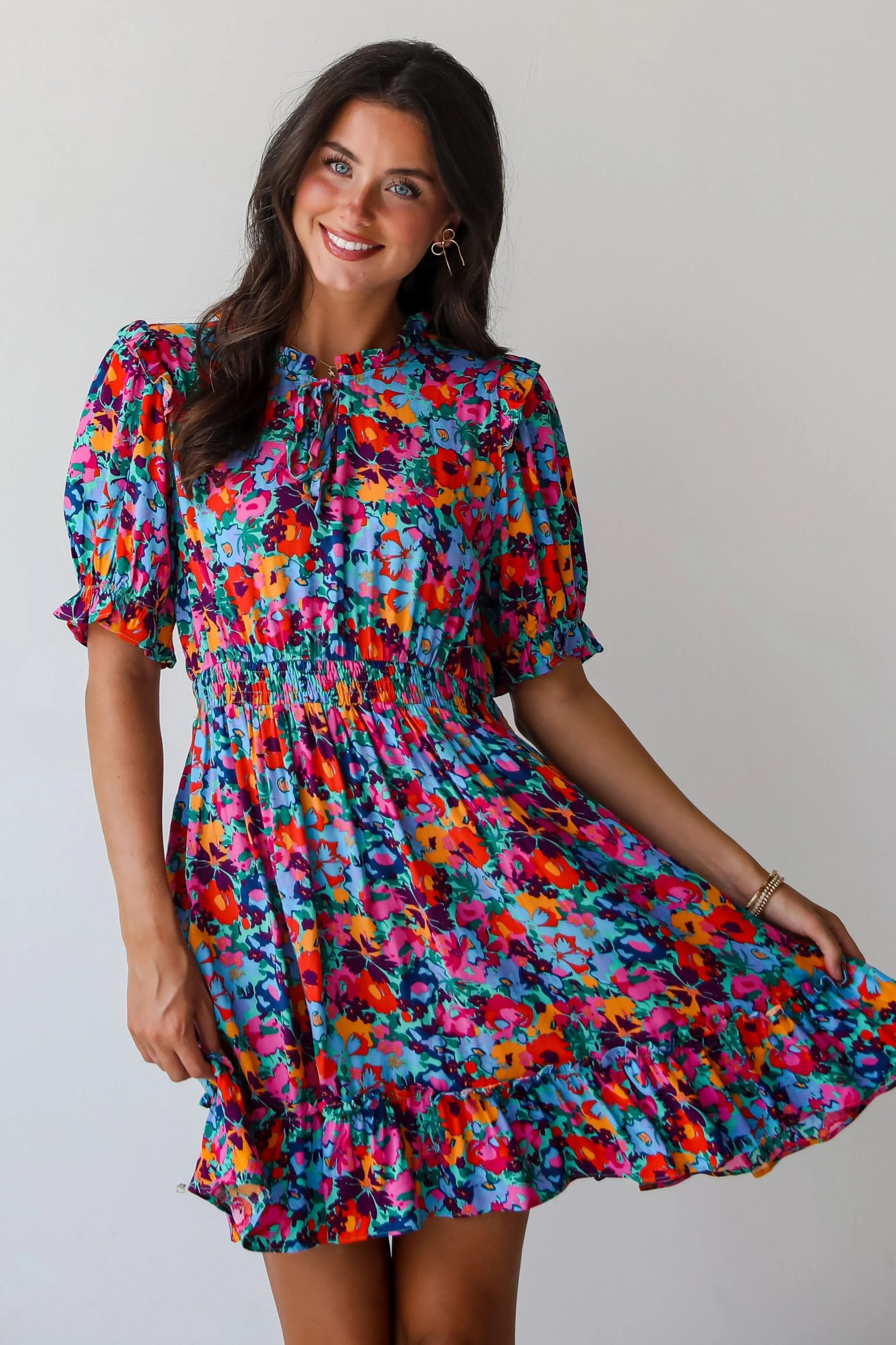 FINAL SALE - Radiant Romance Blue Floral Mini Dress