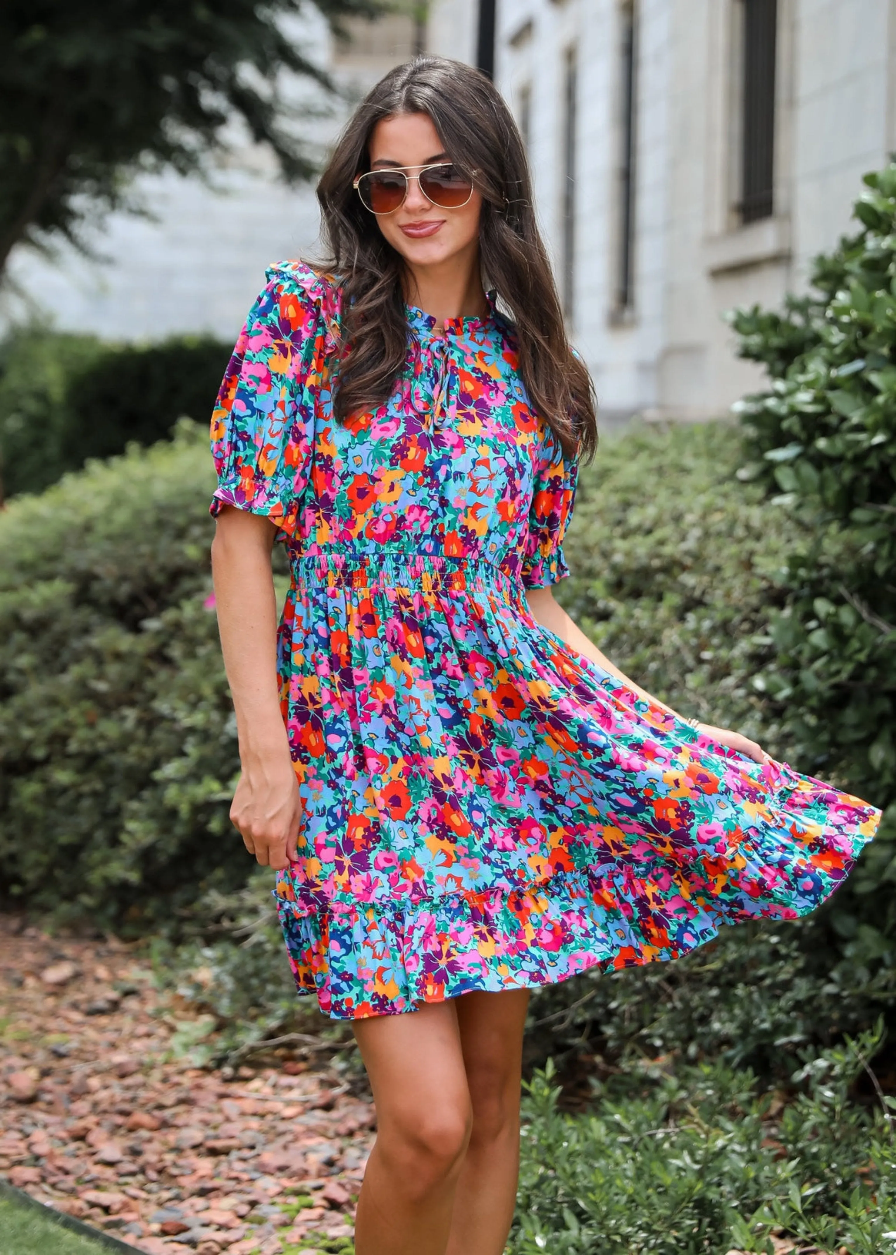 FINAL SALE - Radiant Romance Blue Floral Mini Dress
