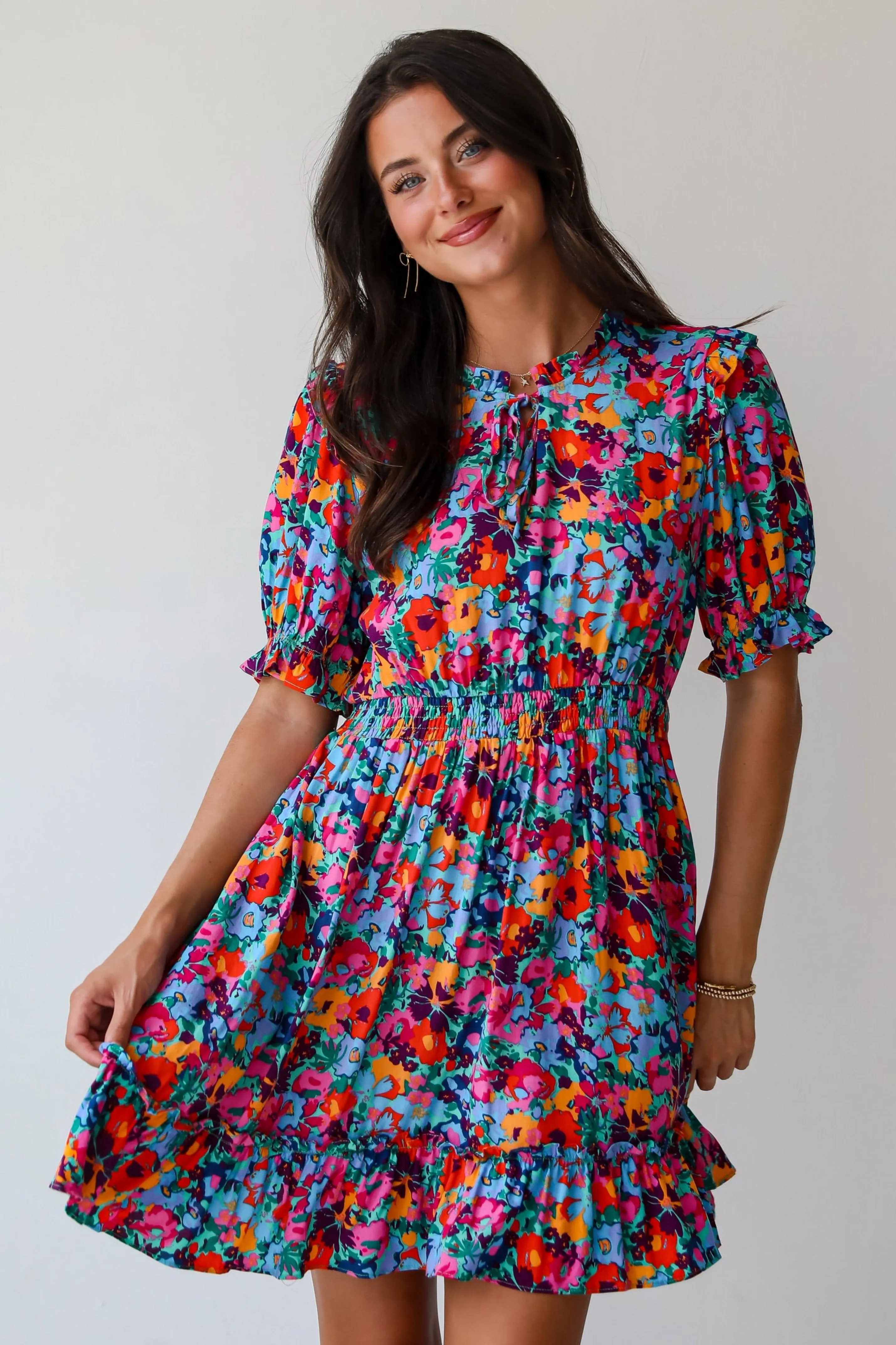 FINAL SALE - Radiant Romance Blue Floral Mini Dress