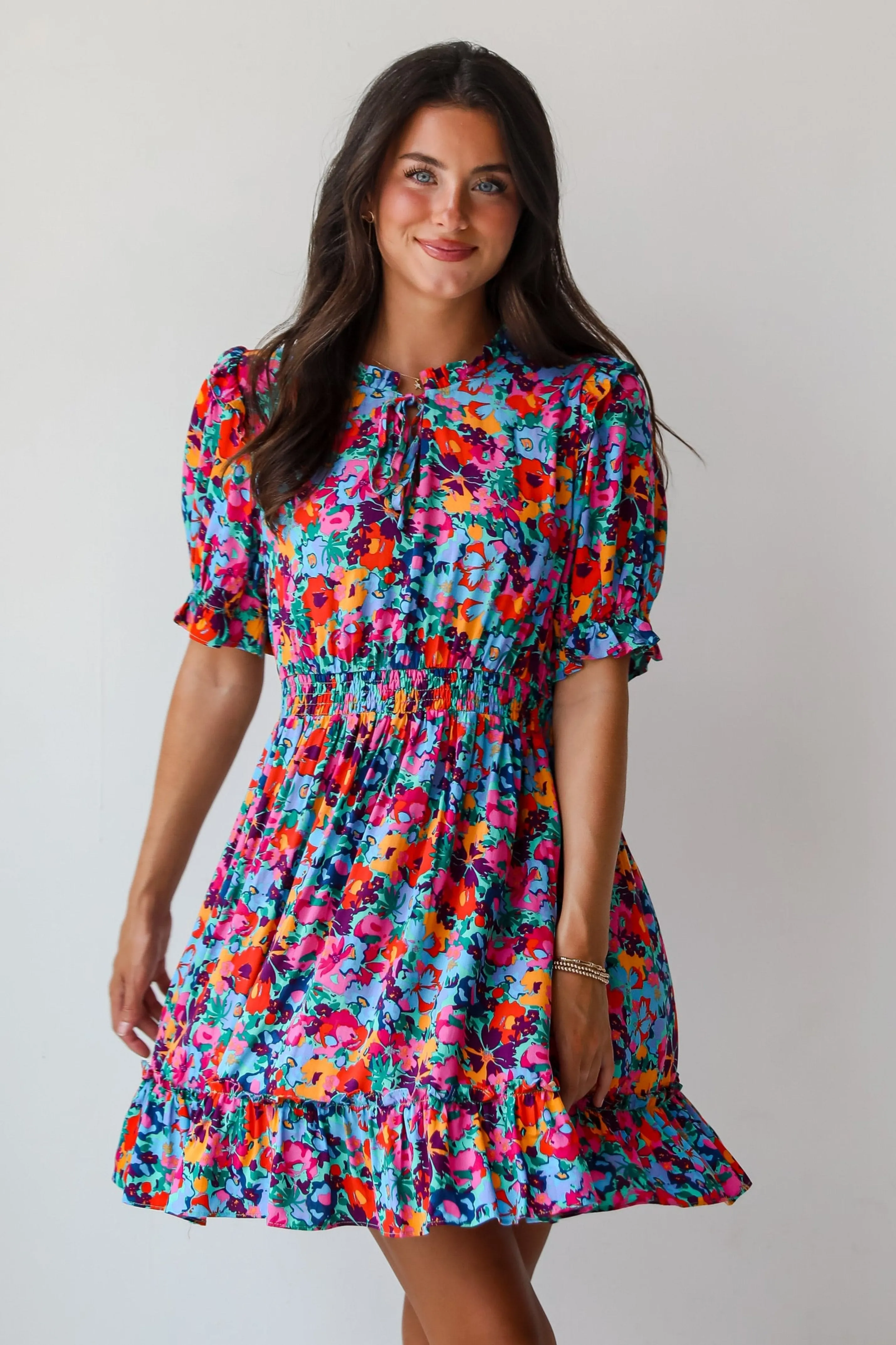 FINAL SALE - Radiant Romance Blue Floral Mini Dress