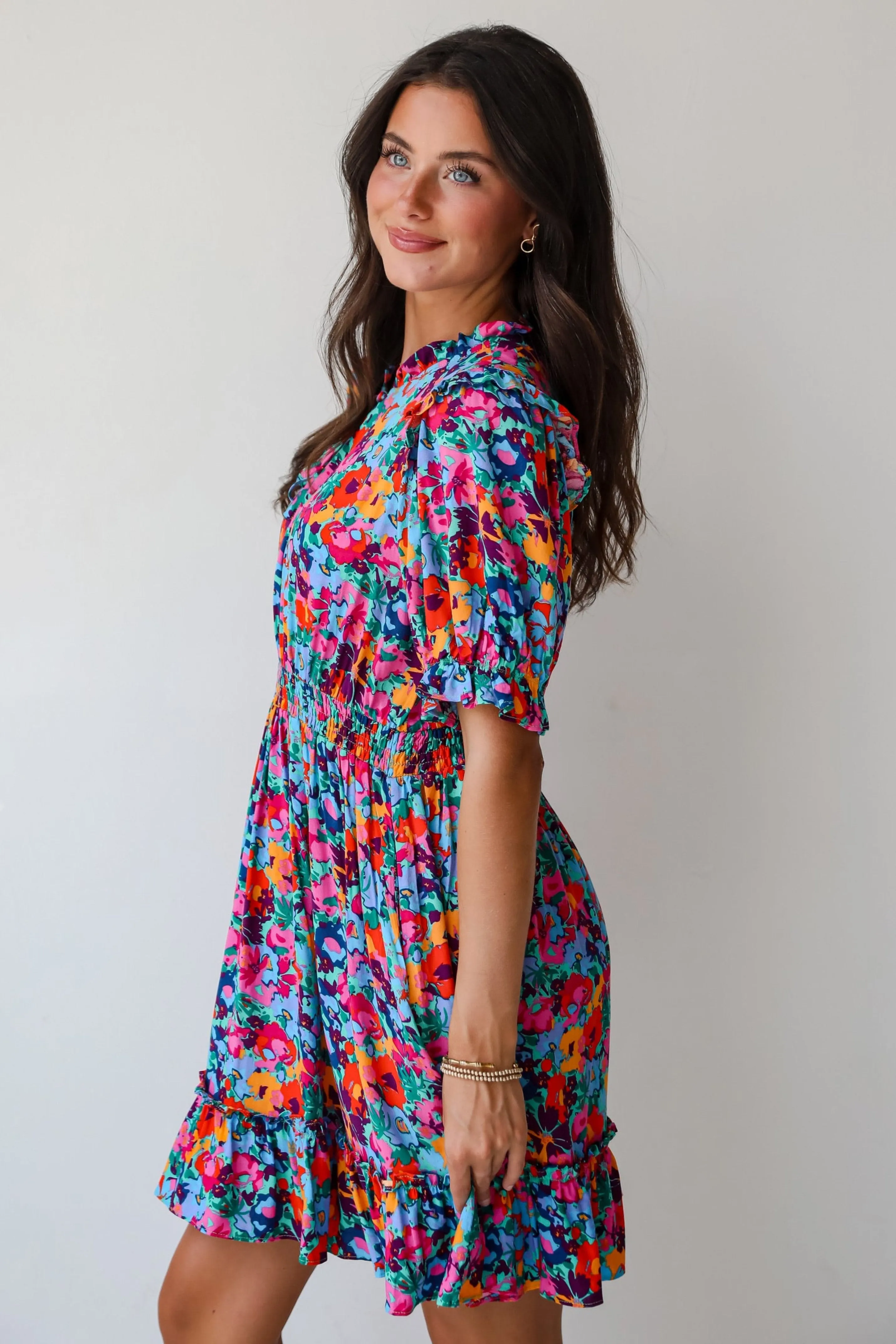 FINAL SALE - Radiant Romance Blue Floral Mini Dress