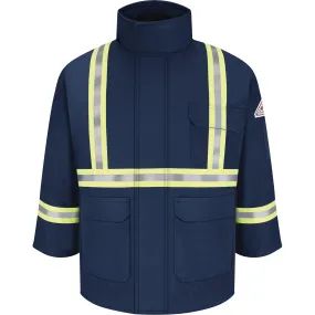 Flame Resistant Parkas with CSA Compliant Reflective Striping, Men's, Medium, Navy Blue