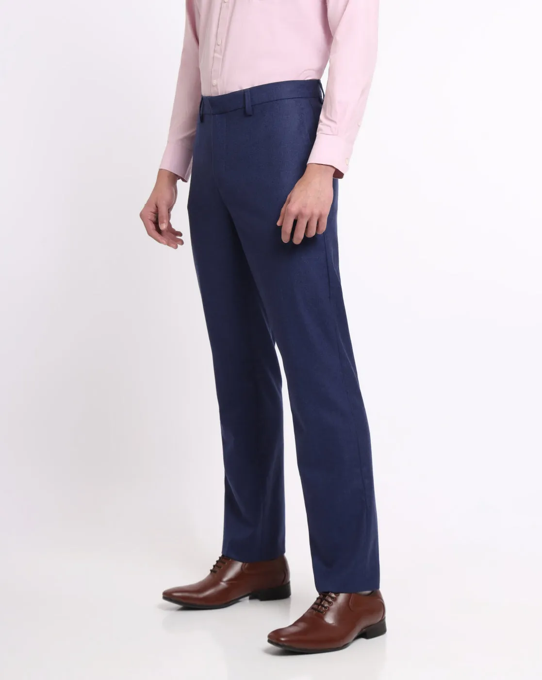 Flat Front Wool Chinos - Indigo